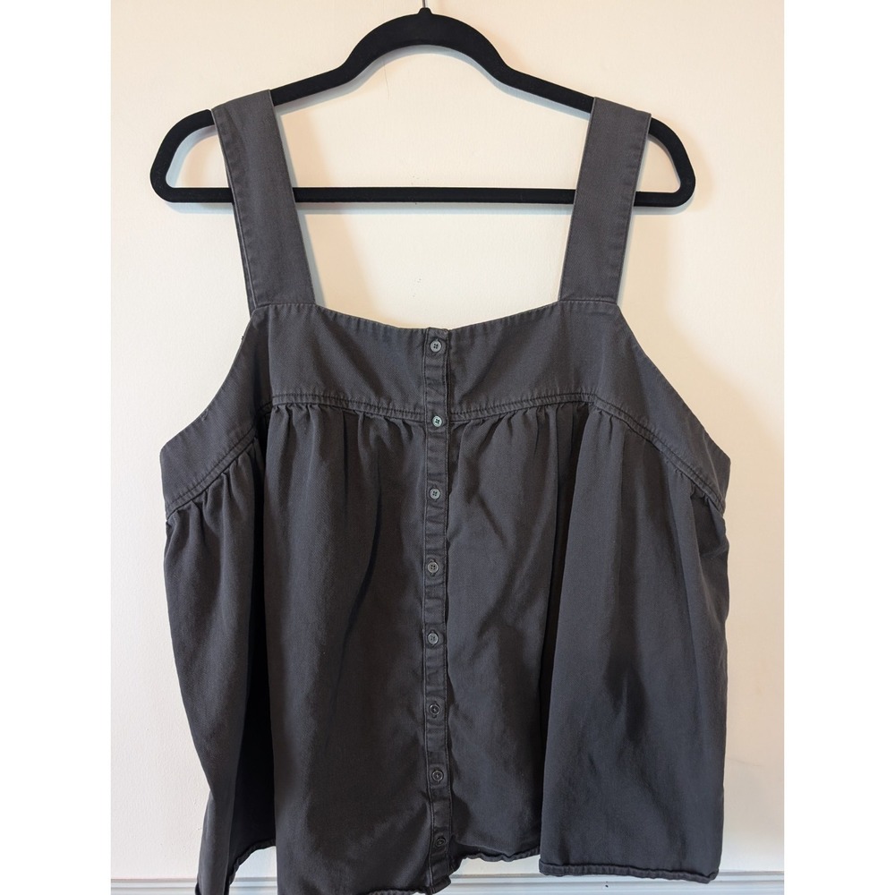 Old Navy Utility Tank Top XXL Gray Peasant 90s Grunge Granola Gorp Cottagecore